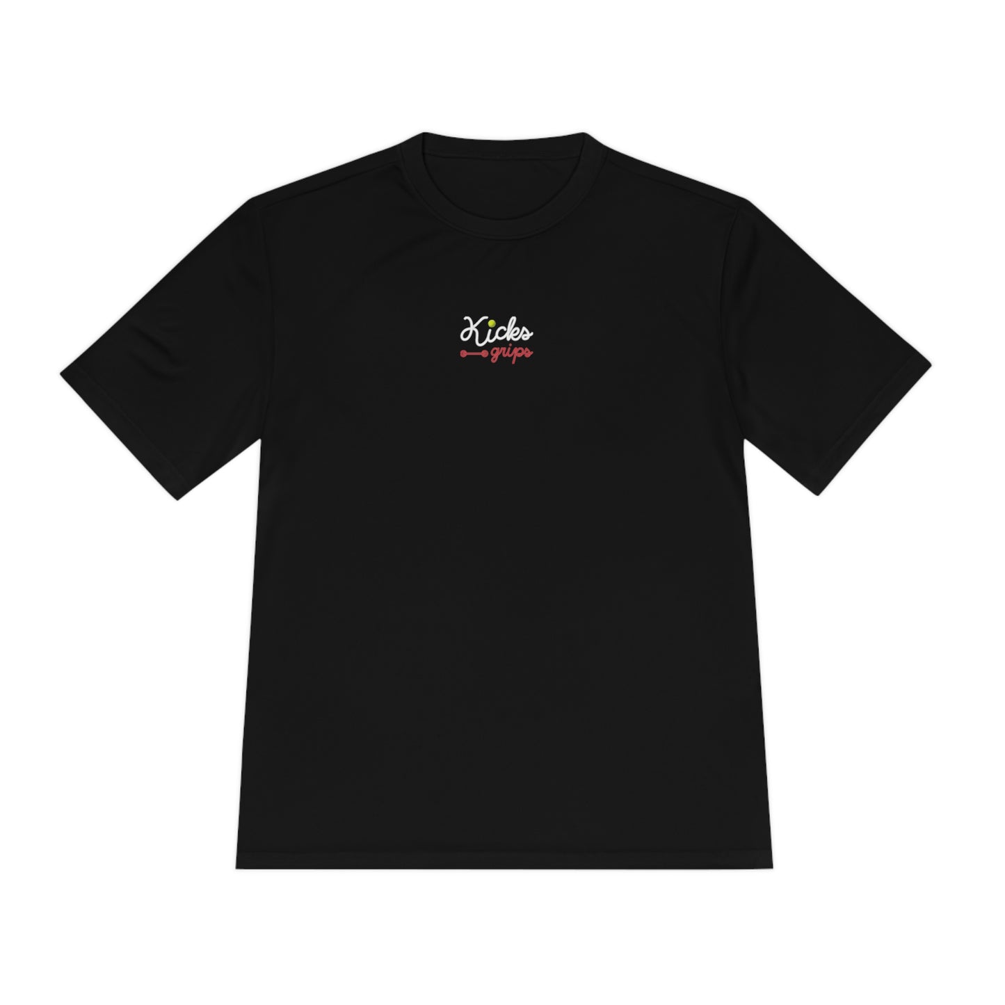Kicks Grips Court Classic Moisture Wicking Tee Black Red White Tennis Ball