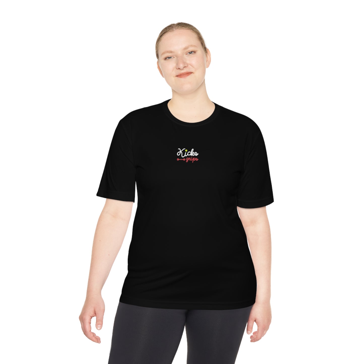 Kicks Grips Court Classic Moisture Wicking Tee Black Red White Tennis Ball
